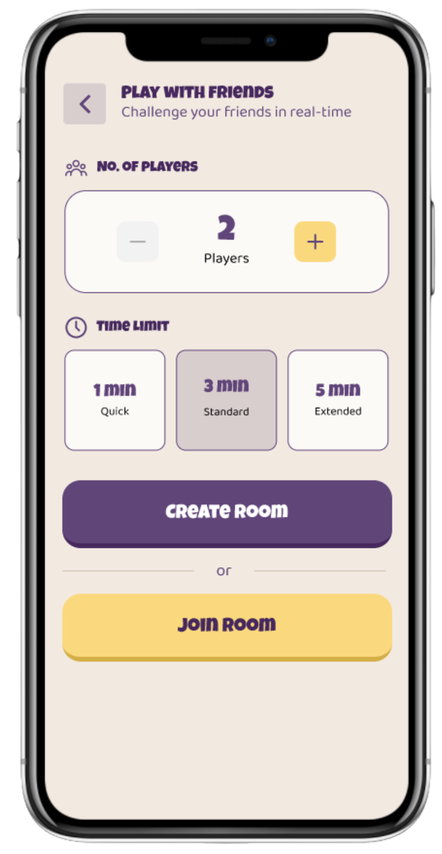 Create a room in WordSlide Arena